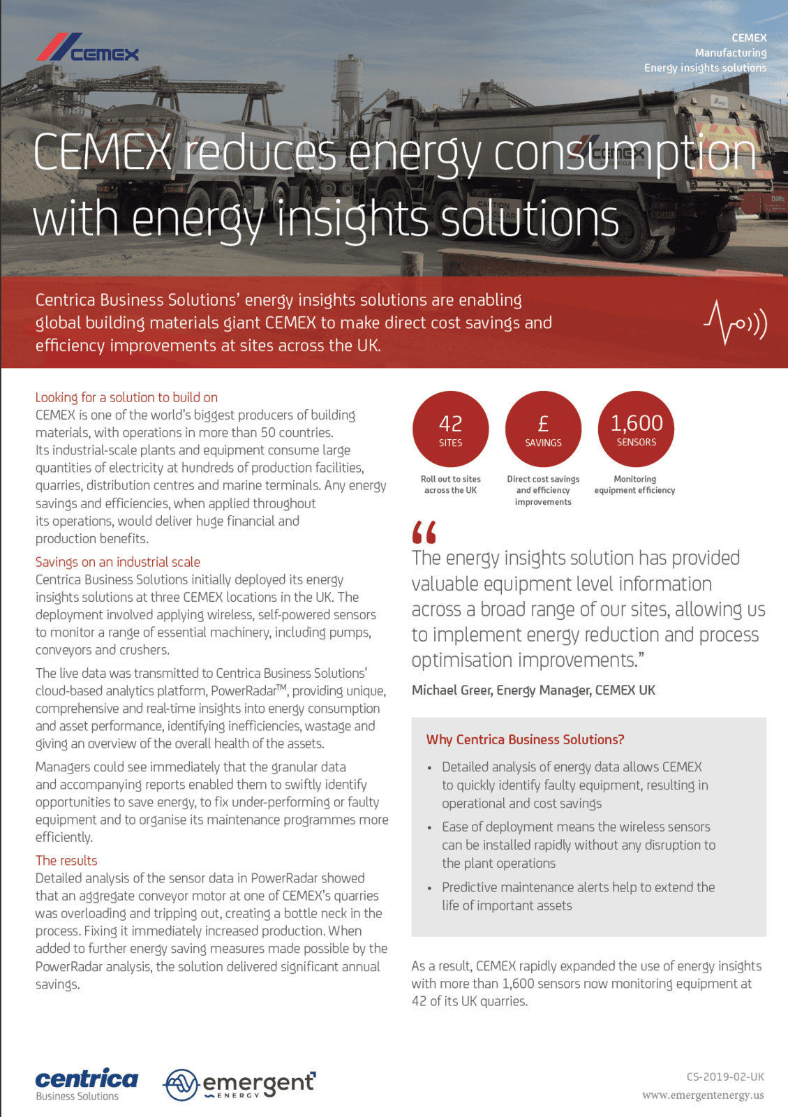 Cement company makes direct cost savings and efficiency improvements across  faciilities