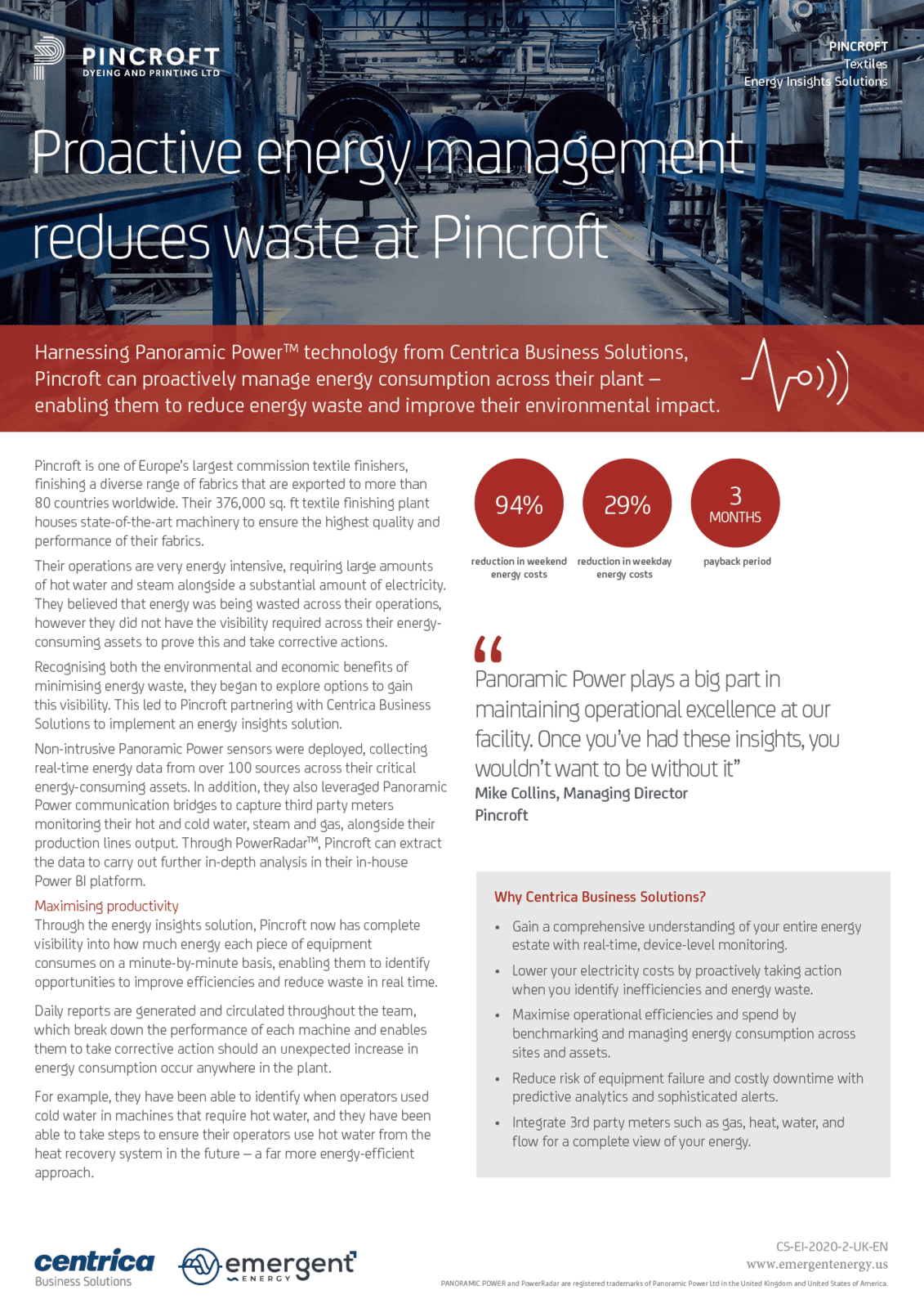 Proactive energy management reduces energy consumption across plants